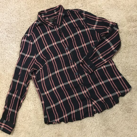 Banana Republic Blue Pink & White Plaid Button Down Shirt - Picture 11 of 15